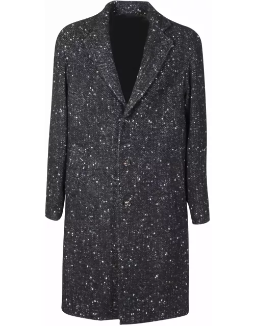 Lardini Single-breasted Speckled Tweed Coat