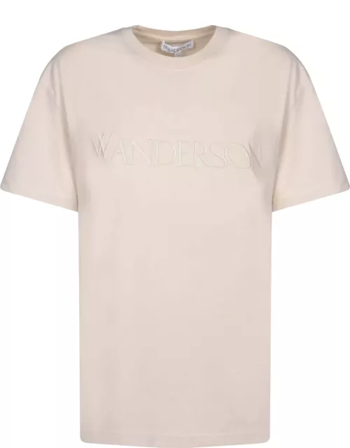 J.W. Anderson Embroidered Logo Beige T-shirt