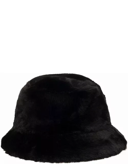 STAND STUDIO vera Black Hat With Low Brim In Faux Fur Woman