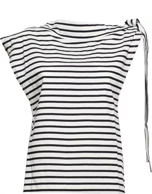 MSGM Bow-detailed Striped Sleeveless Top