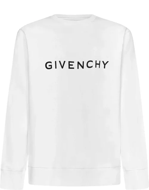Givenchy White Crewneck Sweatshirt With Contrasting Lettering In Cotton Man