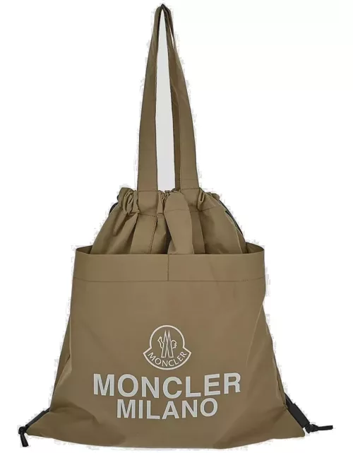 Moncler Logo Printed Drawstring Tote Bag