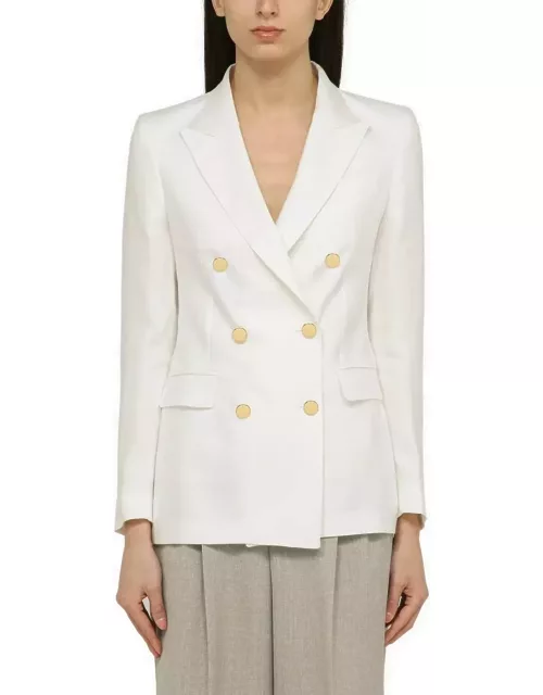 Tagliatore White Linen Double-breasted Jacket