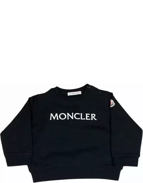 Moncler Long-sleeved Crew-neck Sweatshirt In Fine Cotton With Writing On The Chest