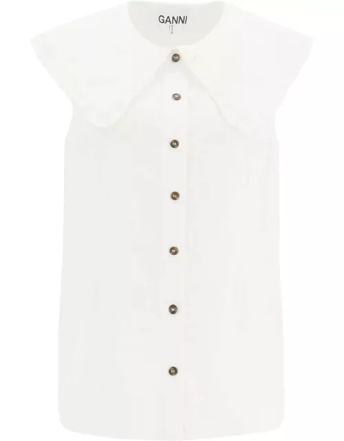 Ganni Cotton Sleeveless Shirt With Over