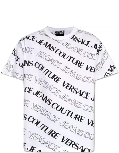 Versace Jeans Couture Allover Logo Printed Crewneck T-shirt