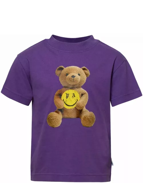 Palm Angels smiley Bear Purple Cotton T-shirt