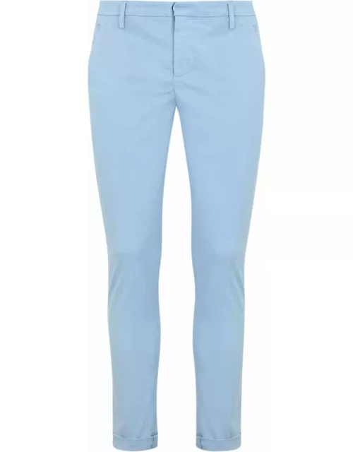 Dondup Gaubert Trousers In Light Blue Poplin