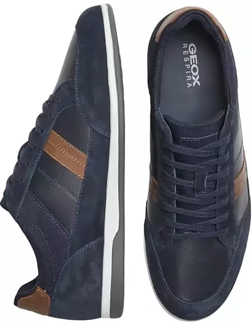 Geox Men's Renan Moc Toe Dress Sneakers Navy/Brown