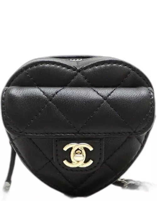 Chanel Black Lambskin Mini CC In Love Heart Bag