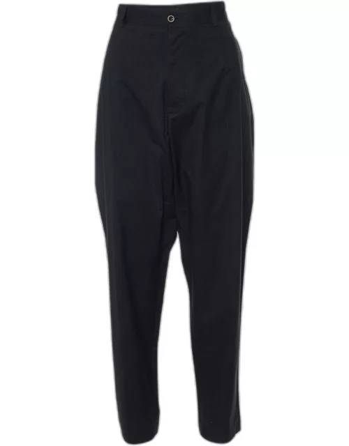 Dolce & Gabbana Black Pinstriped Cotton Tapered Trousers