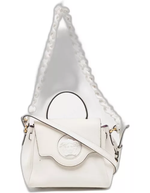 Versace Off White Leather La Medusa Top Handle Bag