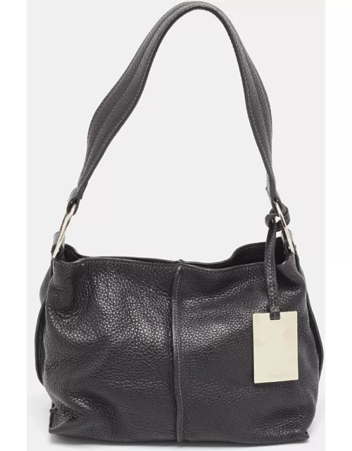 Furla Black Leather Ring Handle Baguette Bag