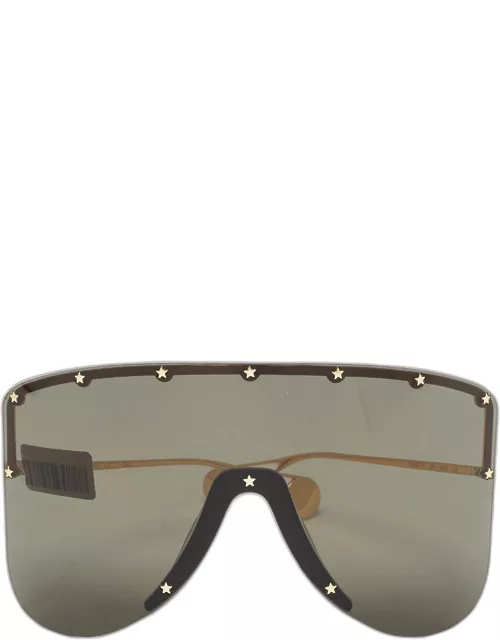 Gucci Black/Gold GG0541S Studded Mask Shield Sunglasse