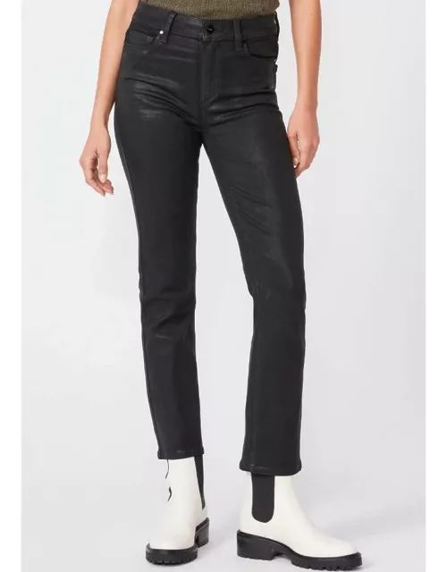 Paige Denim Cindy Ultra High Rise Straight Ankle Coated Jean - Black Fog Luxe