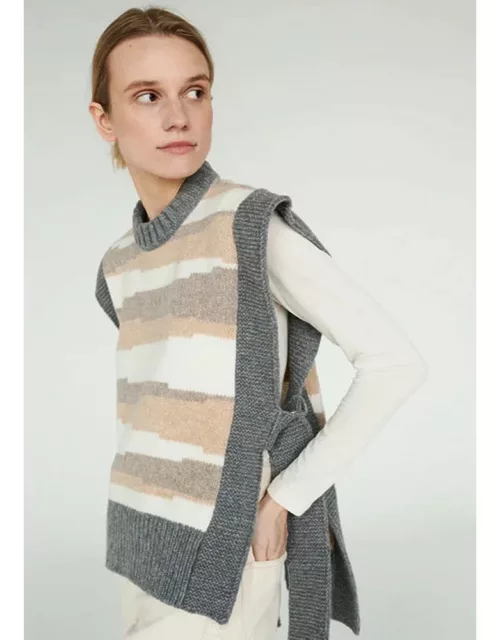 THE KNOTTY ONES Kalvos knitted gilet - Striped Grey