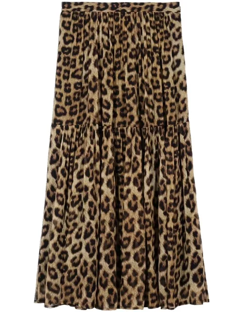 Ba & sh Fley Leopard Skirt - Beige