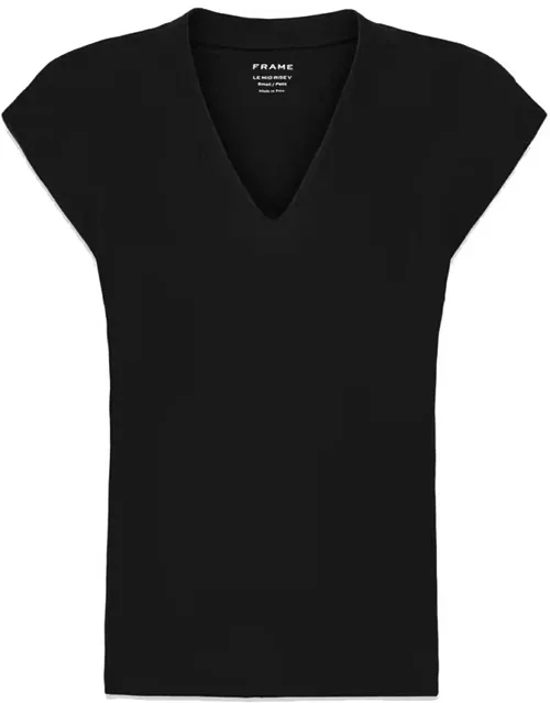 Frame Denim Le Mid Rise V-Neck T-Shirt - Black