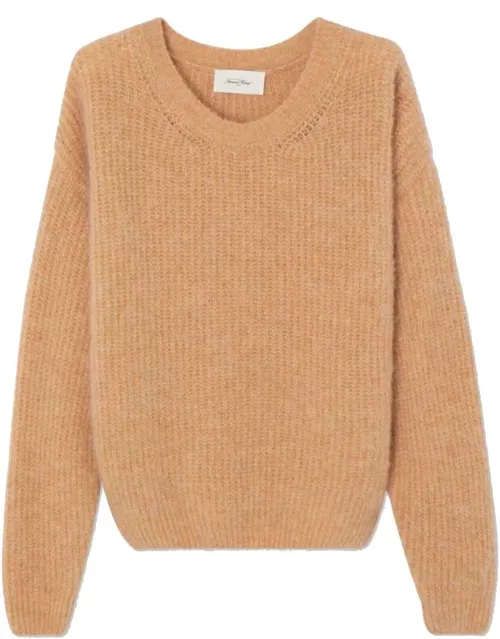 American Vintage East Knitted Round Neck Jumper - Macadamia