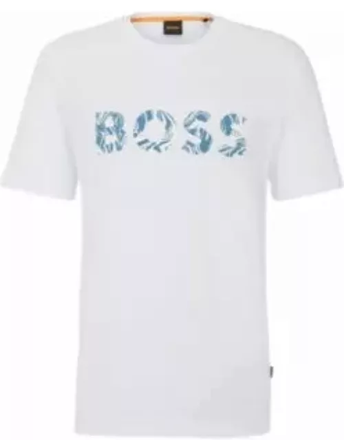 Cotton-jersey T-shirt with logo print- White Men's T-Shirt
