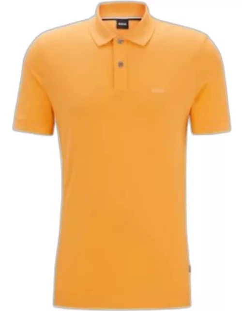 Cotton polo shirt with embroidered logo- Orange Men's Polo Shirt