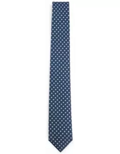 Silk tie with jacquard-woven pattern- Dark Blue Men's Tie