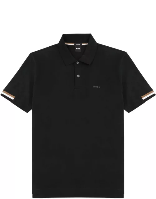 Boss Logo Piqué Cotton Polo Shirt - Black
