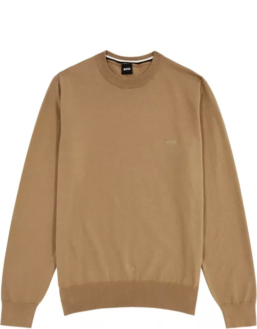 Boss Logo-embroidered Knitted Jumper - Beige