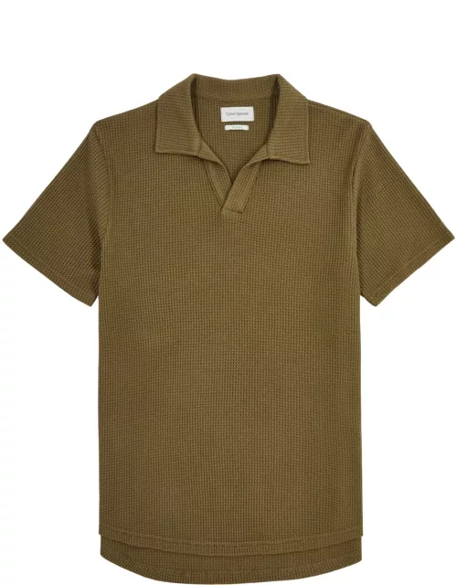 Oliver Spencer Austell Waffle-knit Cotton Polo Shirt - Brown