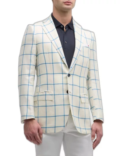 Men's Windowpane Cashmere-Blend Sport Coat