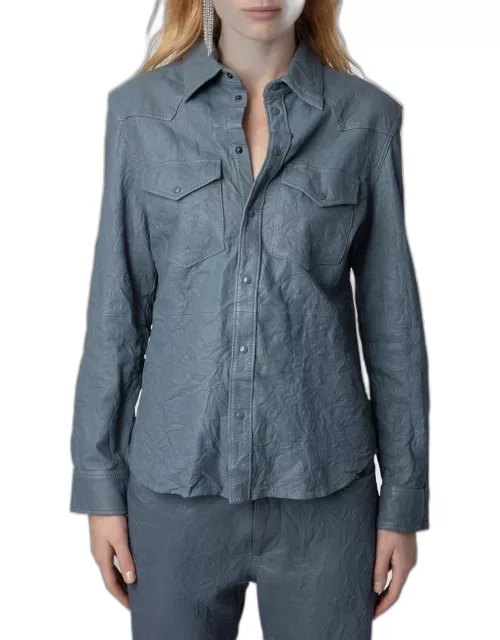 Thelma Crinkled Leather Shirt