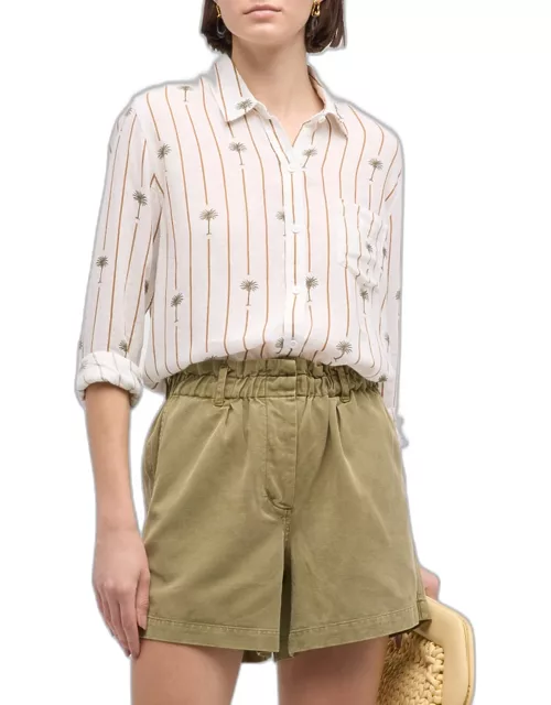 Charli Striped Palm Button-Front Shirt