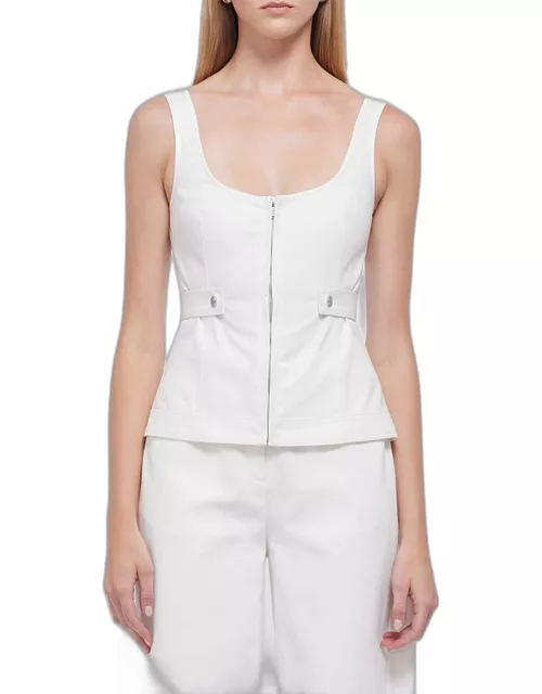 Dolce Topstitched Sleeveless Zip-Up Top