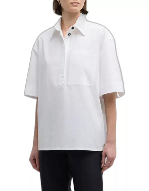 Short-Sleeve Collared Cotton Shirt