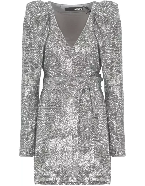 Rotate by Birger Christensen Wrap Mini Dress With Paillette
