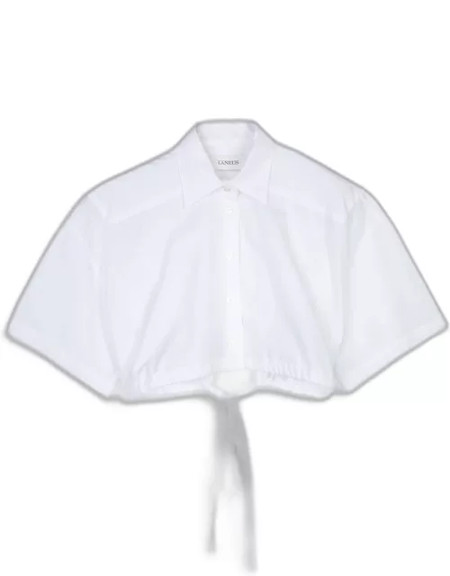 Laneus Crop Shirt Woman White poplin cropped shirt - Crop shirt