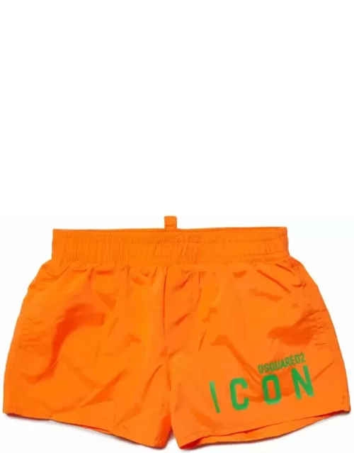Orange Swimsuit With Icon Logo Dsquare