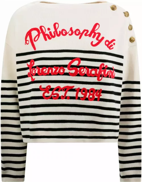 Philosophy di Lorenzo Serafini Striped Sweater With Button Insert