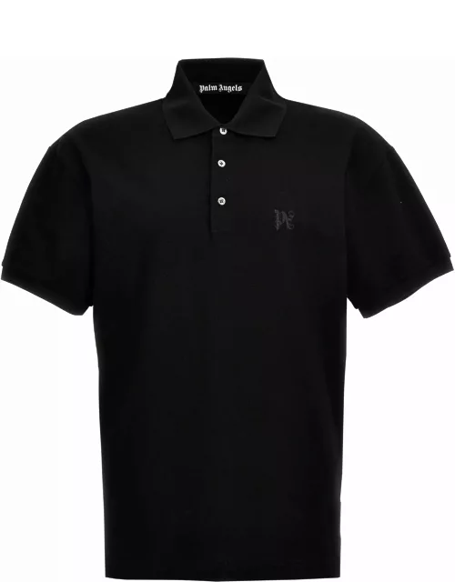 Palm Angels Monogram Embroidered Short-sleeved Polo Shirt
