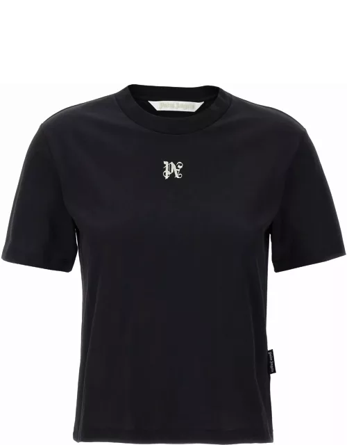 Palm Angels Black T-shirt With Monogra