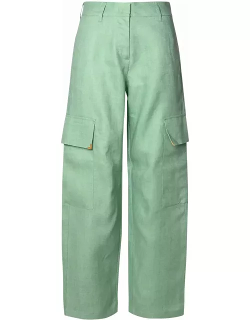Palm Angels Cargo Pants In Green Linen