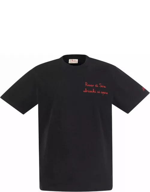 MC2 Saint Barth Cotton T-shirt With Embroidered Sera Ubriachi Lettering
