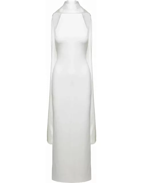 Solace London dahlia Long White Dress With Halterneck In Stretch Fabric Woman