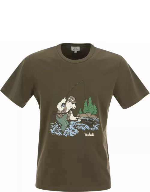Woolrich Pure Cotton T-shirt With Illustration