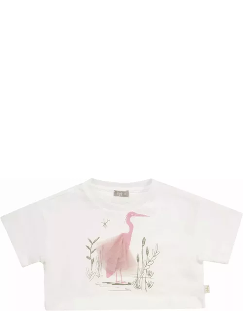 Il Gufo White T-shirt With Flamingo Print