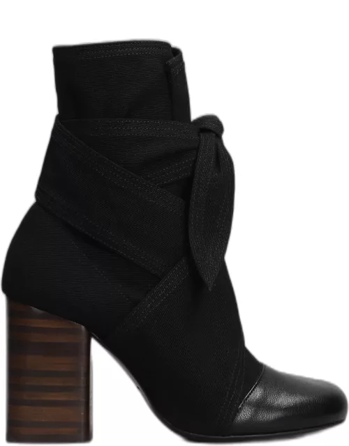 Lemaire High Heels Ankle Boots In Black Fabric
