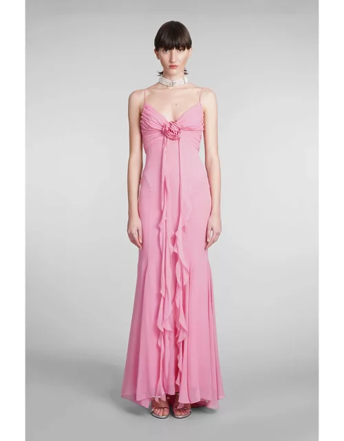 Blumarine Dress In Rose-pink Silk