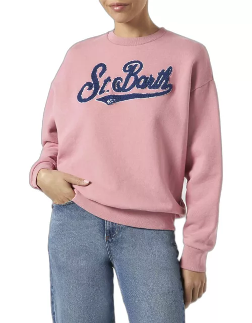 MC2 Saint Barth Woman Pink Fleece Sweatshirt With Terry Logo