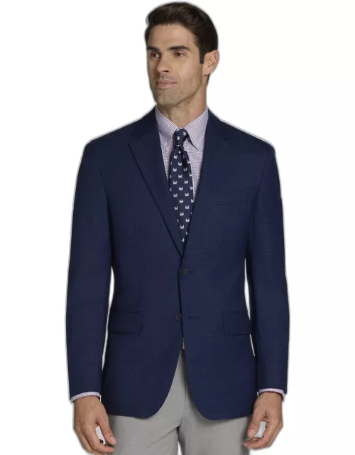 JoS. A. Bank Men's Traveler Collection Tailored Fit Check Sportcoat, Navy, 46 Short