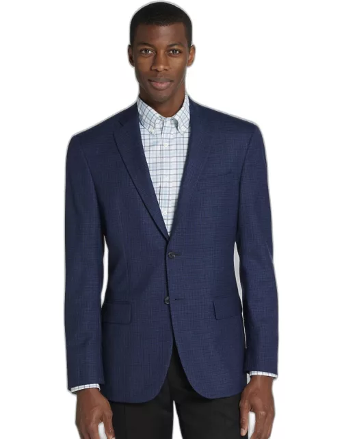 JoS. A. Bank Men's Traveler Collection Tailored Fit Check Sportcoat, Blue, 46 Long